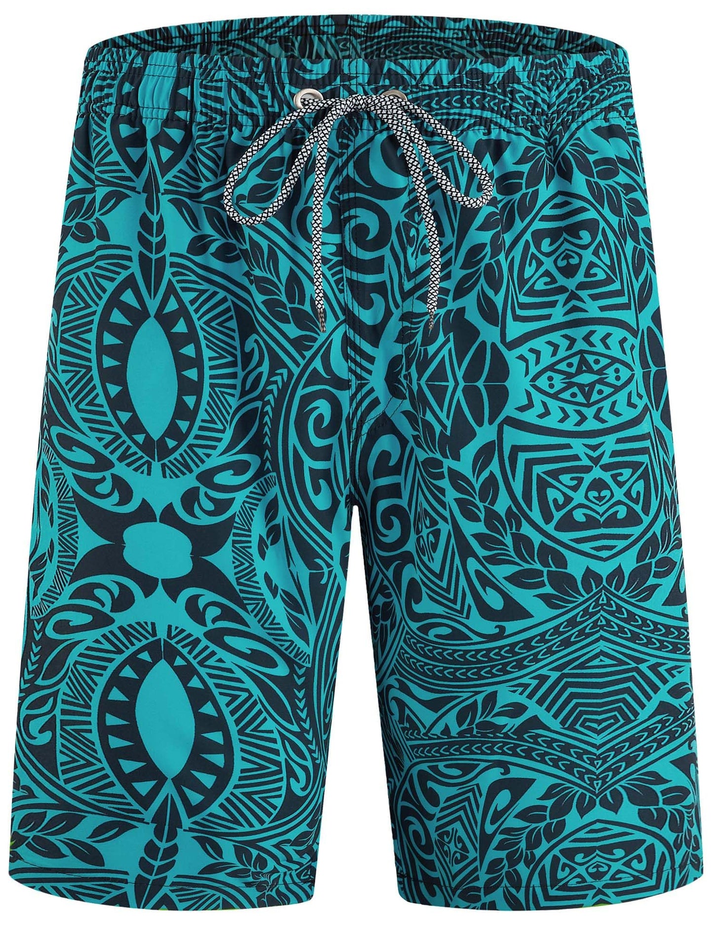 ELETOP Men's Swim Trunks Quick Dry Bathing Suit Swimming Board Shorts Mesh Lining Beach Swimwear Symbol Green XL