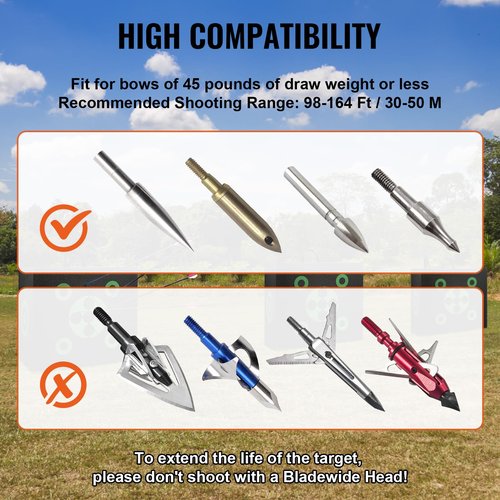 VEVOR Archery Target Block, 16"x18" All-Side Bow Target Block, Outdoor Portable Archery Target with Carry Handle, Easy Arrow Removal, Great Visibility, Lightweight, Easy to Transport, Black