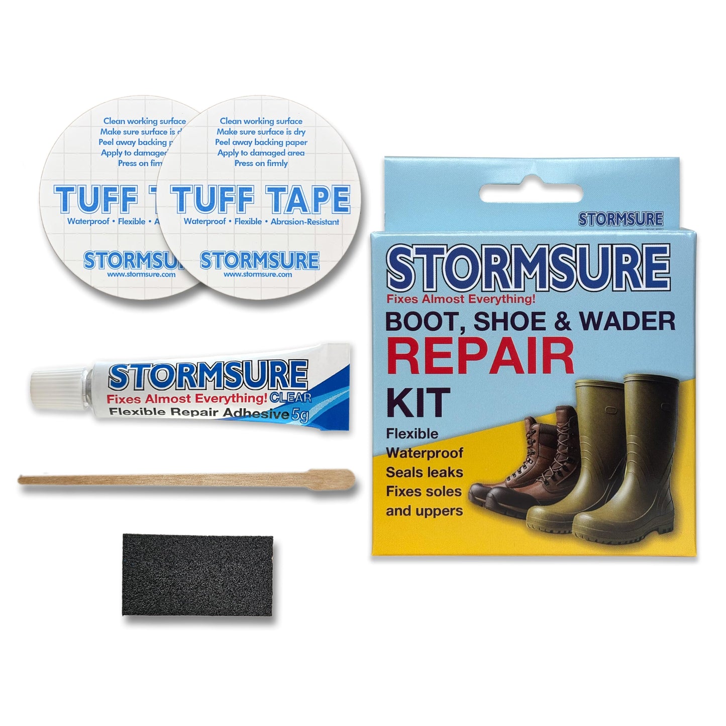 Stormsure Boot and Wader Waterproof Repair Kit - Strong, Durable and Flexible Repair for Soles, Uppers, Straps and More: Extend the Life of Your Footwear
