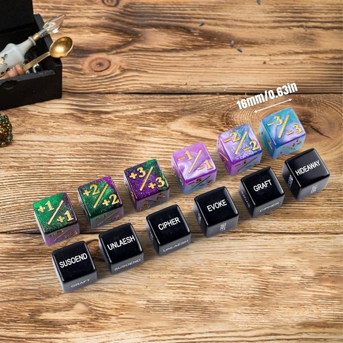 48 Pieces Abilities Keywords Counter Dice,MTG Life Counter 1/+1,Creature Stats Buff Tokens Dice,MTG Dice Set for MTG, TCG, Card Games Accessories