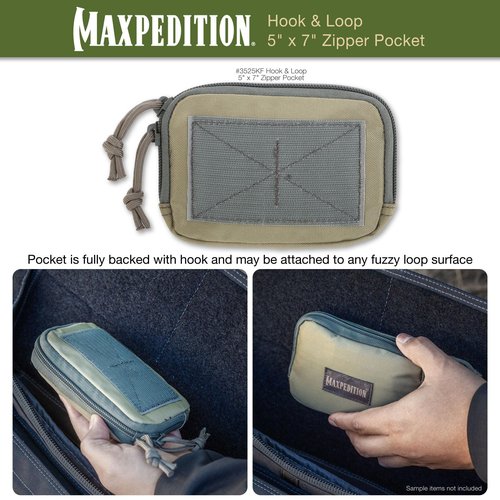 Maxpedition Hook-and-Loop 5-Inch x 7-Inch Zipper Pocket (Khaki-Foliage)