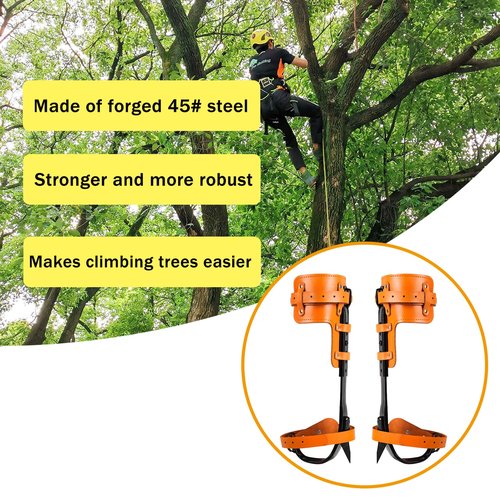 timiland Tree Climbing Gear Set,Tree Climbing Spikes,Upgraded Tree Climbing Gear with Adjustable Length Design,Tree Climbing Tool Set for Logging,Tree surgen, Hunting (Brown)