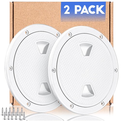 Smartmarine 2Pcs Boat Hatch White 4"6"8" Round Non Slip Inspection Hatch w/Detachable Cover for Marine Boat Yacht Truck RV (6")