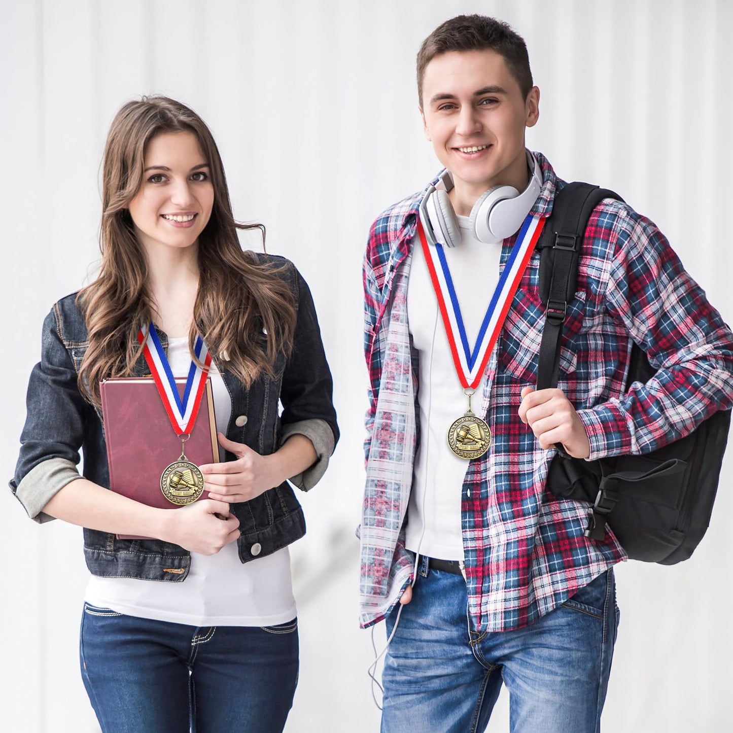 Quelay 30 Pcs 30 Pcs 2'' Award Medals Bulk Gold Winner Medals with Neck Ribbons Metal Trophy Award Prize Gift for Tournaments, Competitions, Party, Kids and Adults (Student Council)