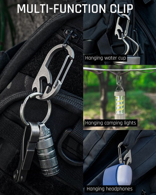 TISUR Titanium Carabiner Keychain Clip, Anti-Lost Key Ring Holder, Heavy Duty Key Chain Bottle Opener for Men Women (Gray(1-Pack))