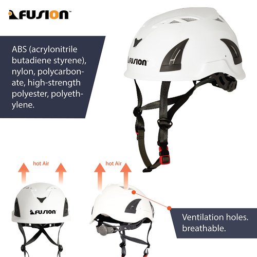 Fusion Climb Meka II Climbing and Zipline Safety Helmet - White, 6.25-Inch H x 10.3-Inch L x 8.25-Inch W