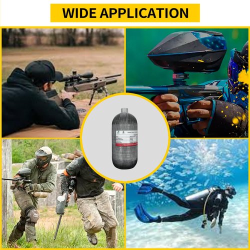 TUXING 4500Psi Carbon Fiber Paintball HPA Air Tank, 2.5L Carbon Fiber Air Tank with Pcp Filling Regulator Valve for Pcp Air Rifle Scuba Tank (Empty Bottle), M18*1.5
