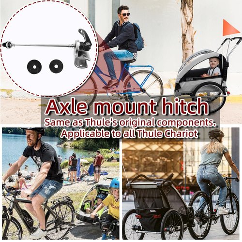 Axle Mount Cup for Thule with Quick Release Spokes for Thule Chariot Cross Sports Courier Coaster Cadence Stroller Axle Mount Cup(Cup Mount and Skewer)