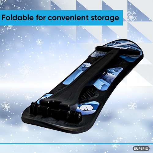 Superio 2 Pack Kids Snow Scooter, Ski Scooter, Snowboard, Snow Sled, Sledge Folding Sliding Ski Snowboard with Grip Handle (Black)
