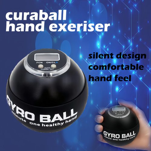 Curaball Hand Exerciser, Hand Exerciser with Counter Hand Balls Auto-Start Gyroscopic Wrist Exercise Ball with Led Lights, Features 5 Light Modes for Strengthen Arms, Fingers & Muscles (Plastic type)