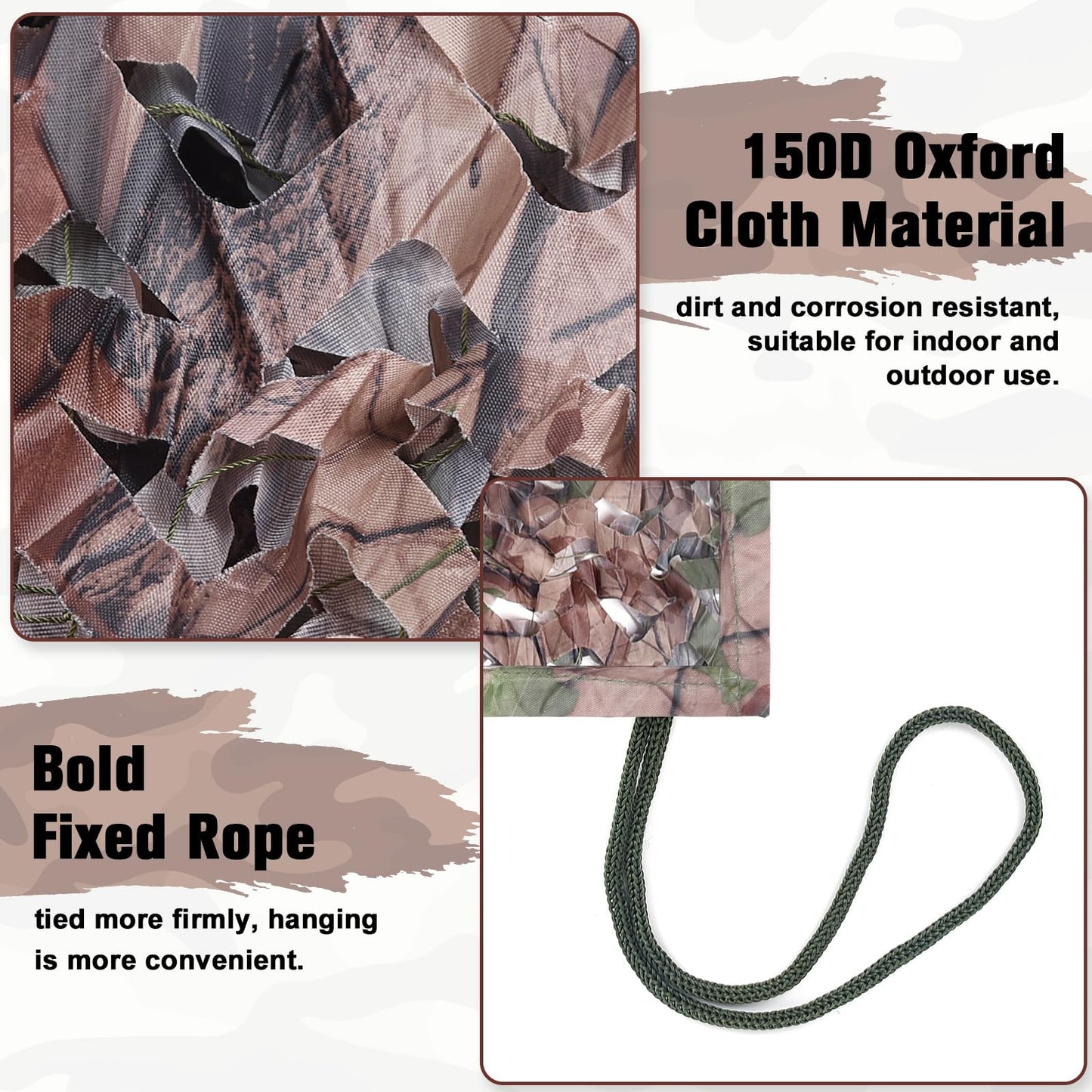 Yeacool Camo Netting Mesh Camouflage Netting Military Surplus Hunting Blind Net for Camping Military Theme Party Decor Backdrop Sunshade Car Cover Shooting (Camo Bionic Leaves,19.7ftx19.7ft, 6m*6m)