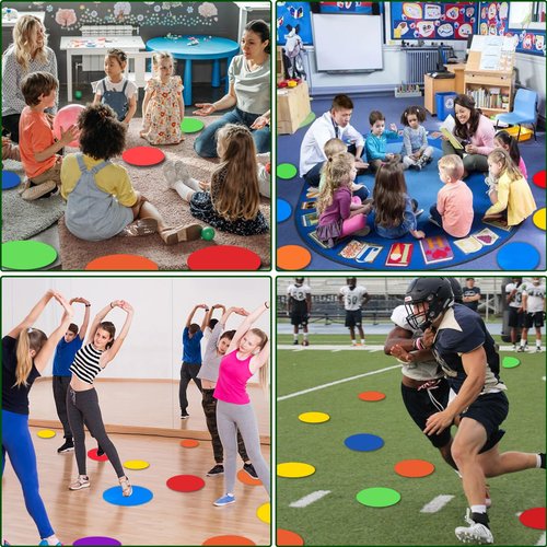 Vhxorrz Poly Spot Markers 9 inch 10 Pcs Non-Slip Floor Dots Flat Field Cones Rubber Circles for Gym for Football Soccer Basketball Speed Training Markers Dance Kids Class Room Sports Drills TPE