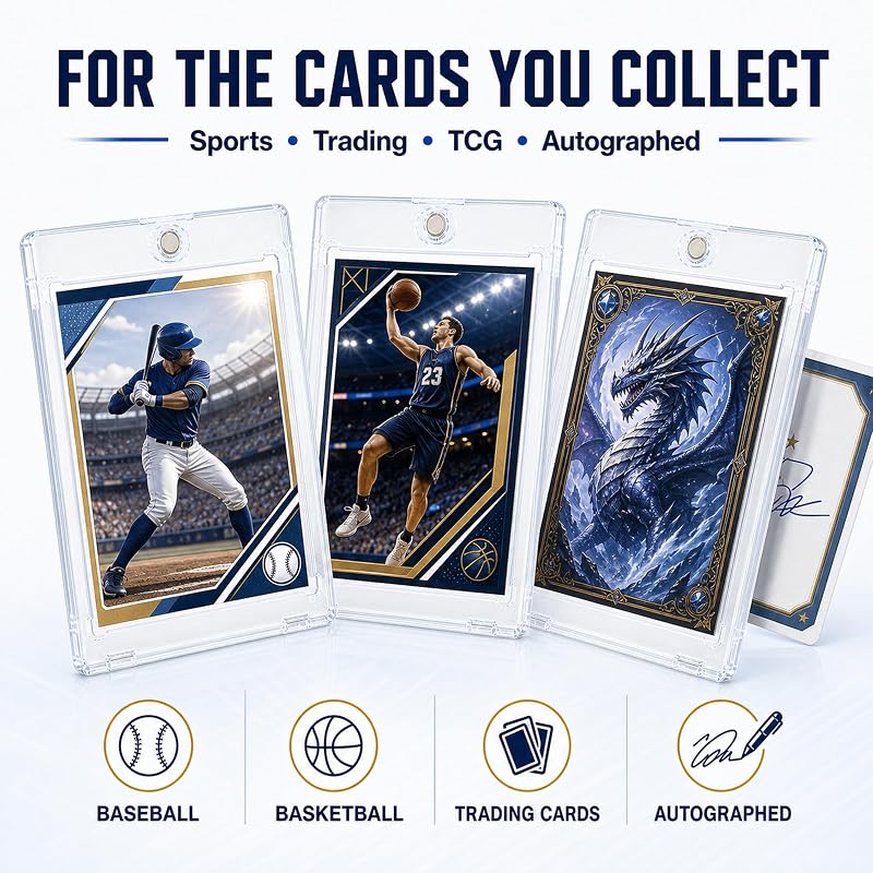 100ct Magnetic Card Holder for Trading Cards - 35pt, 2.52 x 3.52 Inner, 4.33 x 2.87 Outer, Ultra-Transparent Display - Variation: 100 Pieces