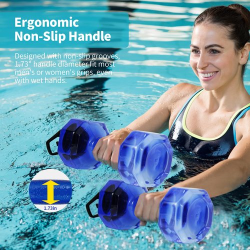 Water Weights for Pool Exercise Set of 2, Aquatic Exercise Dumbbells with Non-slip Handle, PE Materials Water Dumbbell Aerobics for Water Aerobics Weight Loss (Blue)