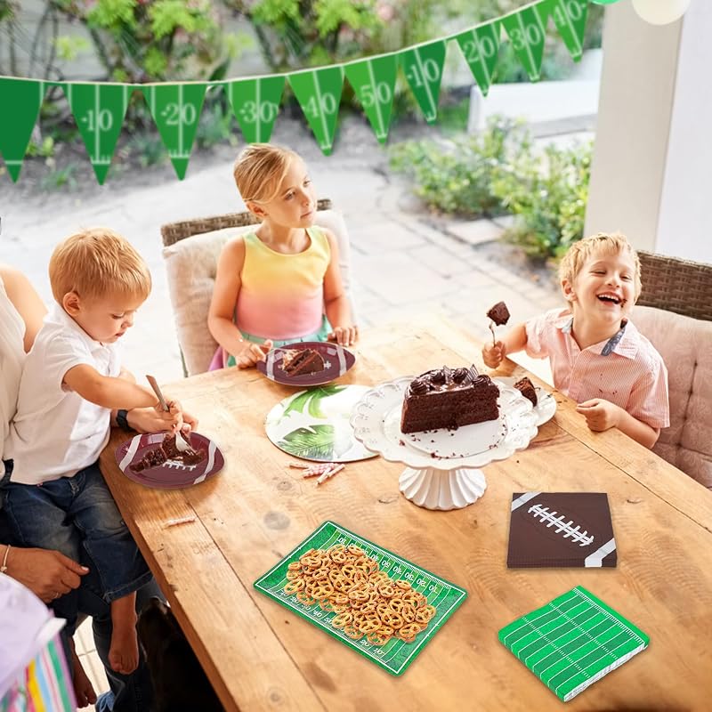 Football Theme Disposable Plates & Napkins Set for 48 Guests – 96 PCS Party Supplies