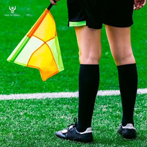 Great Call Athletics | Soccer Referee Flag Pro Set With Case | Water Proof Assistant Linesman Yellow Orange Checker Style