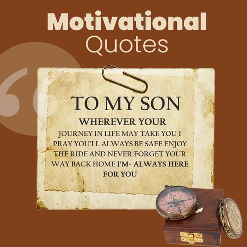 to My Son Engraved Compass – “Wherever Your Journey May Take You” – Christian Gift for Son – Graduation, Baptism, Birthday Keepsake – Antique Brass Compass with Wooden Box