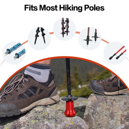 AWINNER Hiking Pole Tips, 4Pcs, Rubber, Wear & Tear Resistant, for Trekking Poles, Walking Sticks, Hiking Canes