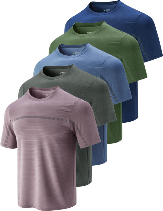 5 Pack Men’s Active Quick Dry Crew Neck T Shirts | Athletic Running Gym Workout Short Sleeve Tee Tops Bulk (Set 12, 3X-Large)