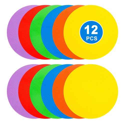 9 inch Spot Markers Flat Field Cones,Non Slip Rubber Agility Markers Flat Field Cones for Soccer Basketball Sports Speed Agility Training （12 pcs）