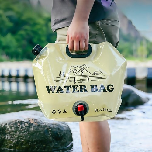 Outdoor Portable Folding Water Bag with Tap for Travel, Camping, Picnic - Thick Large - Capacity Storage, Yellow