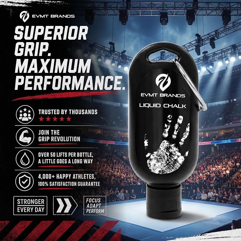Liquid Chalk - Mess-Free Grip Enhancer for Weightlifting, Gymnastics & Climbing - 4pk A2-4pk Cl