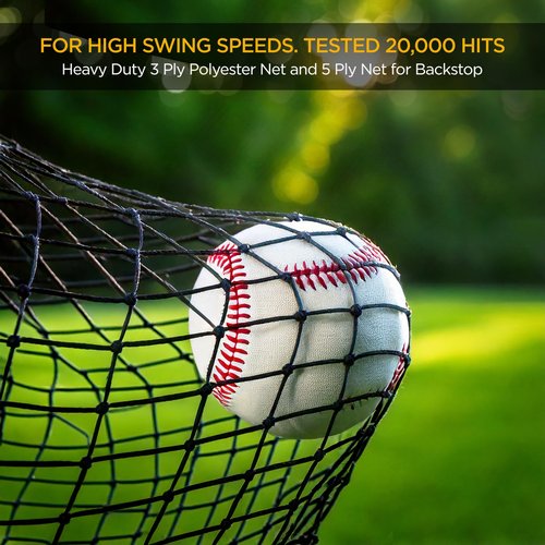 ZivPlay Baseball Batting Cage Net Batting Cages for Backyard Portable Pop Up Cage for Baseball and Softball 22ftx12ftx8ft with Pitching Machine Hole and Detachable Door