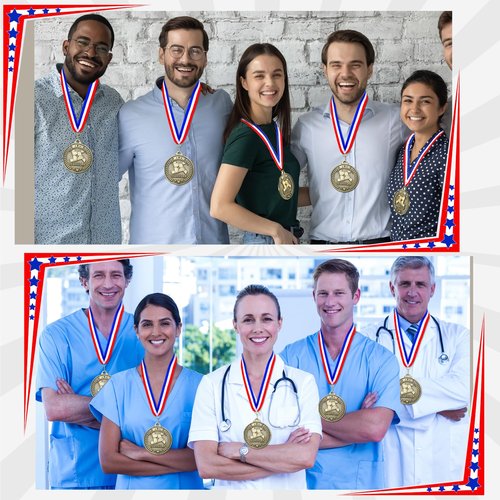 Quelay 30 Pcs 2'' Gold Medals for Awards,Winner Encourage Team Participation for Kids Adults Trophy Award Prize Gift Competitions Graduation Party(Teamwork)
