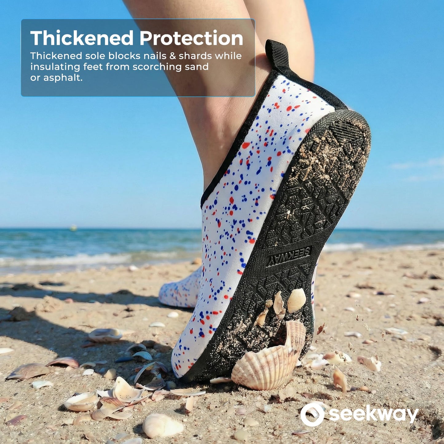 SEEKWAY Water Shoes Women Men Adult Quick-Dry Aqua Socks Barefoot Non Slip for Beach Swim River Pool Lake surf Black Size SK002