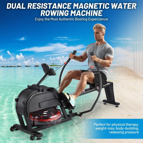 Rowing Machine, Magnetic Rowing Machine with 16 Levels of Quiet Dual Slide, Rowing Exercise Equipment for Home Use, App Compatible, 350lb Weight Capacity