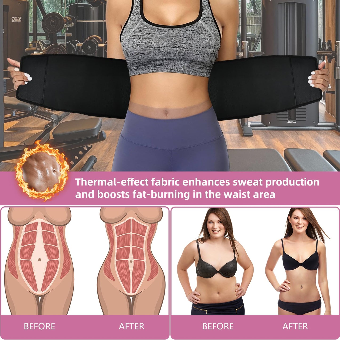 Lisacool Sweat Band Waist Trainer for Women Adjustable Body-Shaping