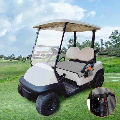 Golf Cart Seat Covers, Golf Cart Seat Towel Blanket with 4 Side Pockets & Non-Slip Bottom Fits for EZGO, Club Car, Yamaha and More 2 Person Seats Golf Carts