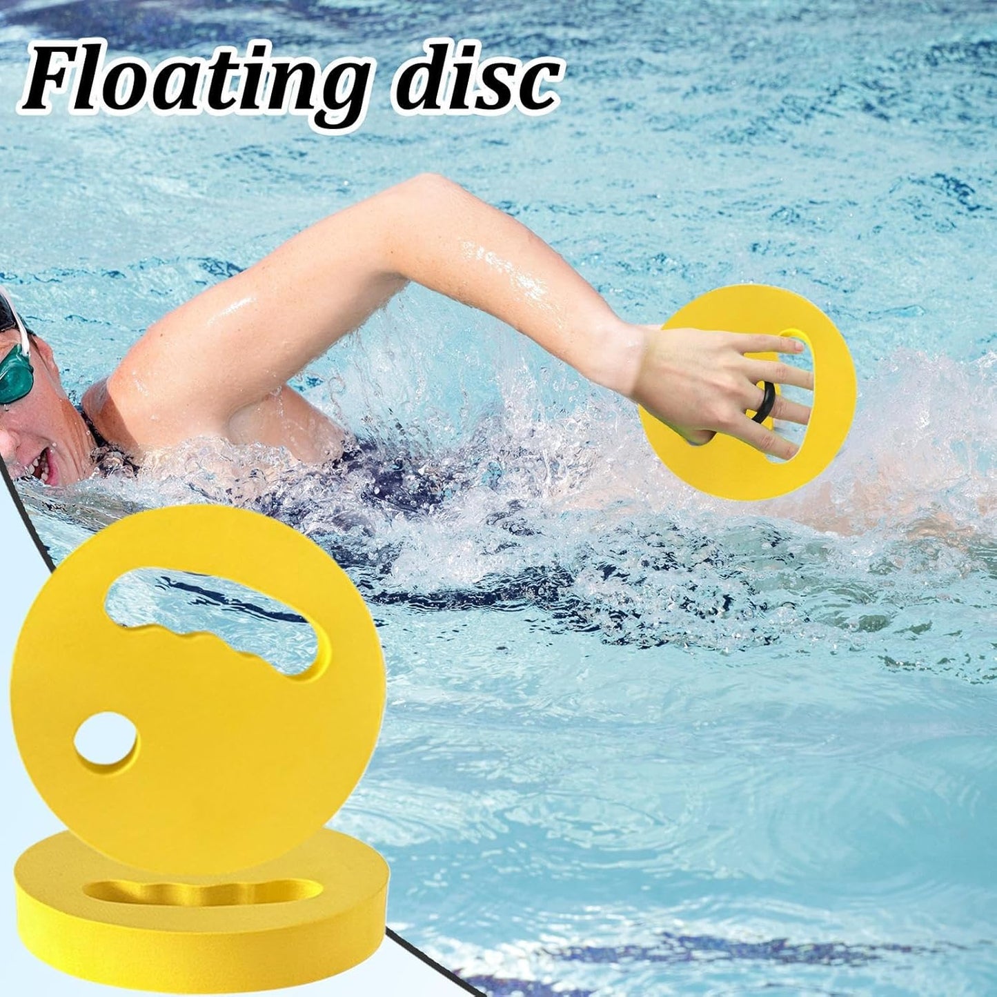 18x3 Cm 2 Pieces Water Exercise Discs EVA Floating Aqua Training Disc Pool Workouts Aid with Ergonomic Grip for Adults Swimming Beginners Teens Women Boys Men