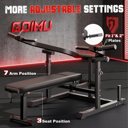 GOIMU Chest Press Machine, Z1-PRO Weight Bench Press Machine with Independent Arms, Adjustable Flat Incline Bench Press for Chest, AB Workout Home Gym Equipment(Black)