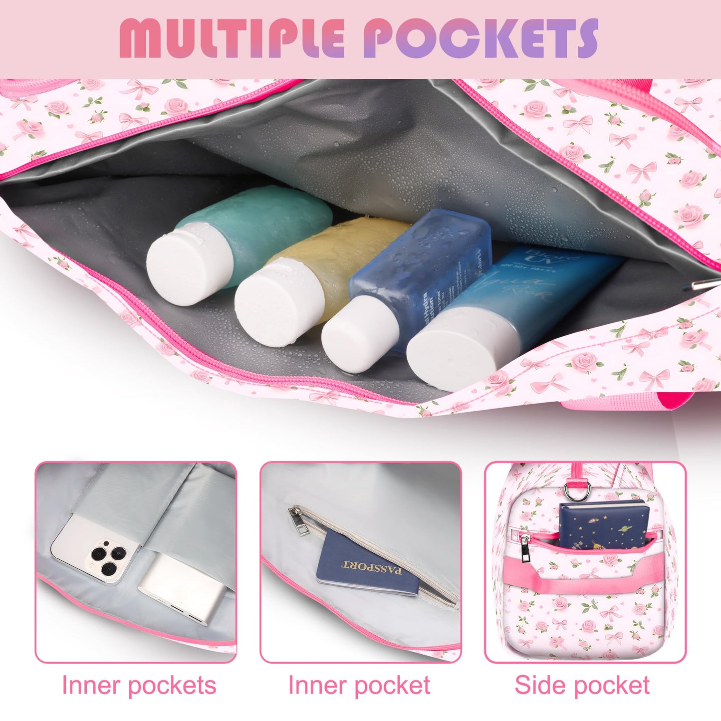 Duffle Bag for Woman Corduroy Gymnastics Sports Bag for Kids Dance Girls with Shoe Compartments