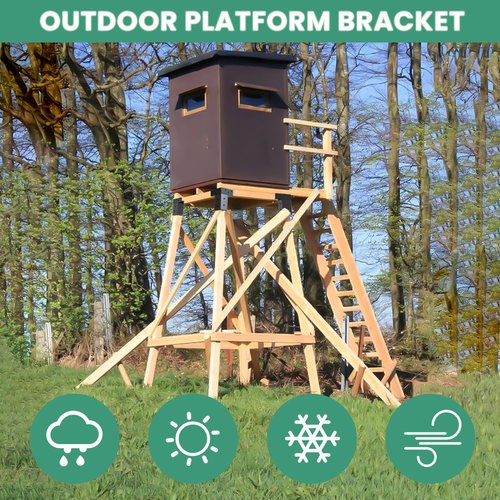 Deer Stand Brackets 4"x 4", Elevator Brackets 4Pcs , Deer Blind Bracket, for Outdoor Hunting Platform, Elevated Deer Blinds Bracket, Shooting Shacks, Tree Houses and Observation Decks