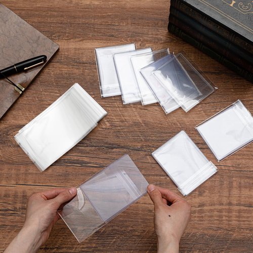 AmazingSpark 300 Pcs Resealable Team Bags for Trading Cards Holders 35-130pt, Fit Graded Card Sleeves Sports Slabs Sleeves Plastic Collectible Slabs Protection