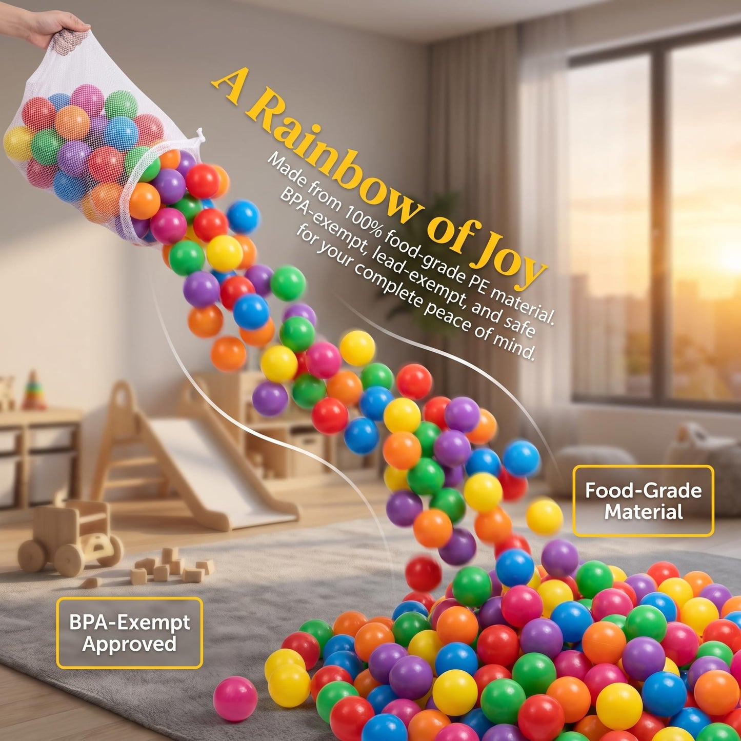 LANGXUN 50 100 200 Balls Soft Plastic Ball Pit Balls for Kids, Gift for Baby Toddler Birthday Christmas, Ball Pit Play Tent, Baby Kiddie Pool Water Toys, Party Decoration