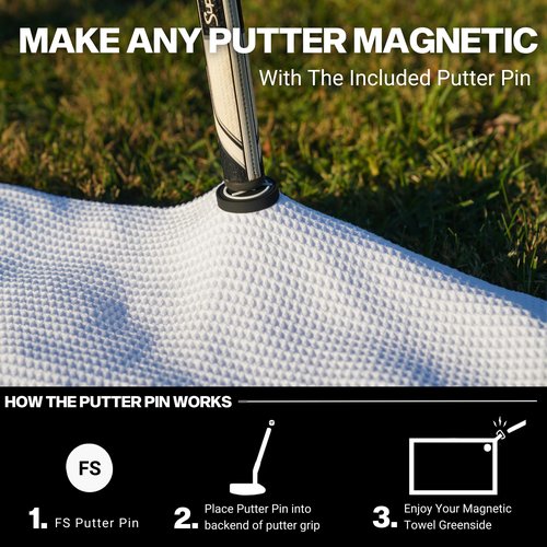 American Flag Magnetic Golf Towel with Clip – 24"x16" Premium Microfiber USA Golf Towels for Golf Bags, Cart or Club – Large Magnet Golf Rag & Accessories – Gift for Men, Dad, Women, Golfers