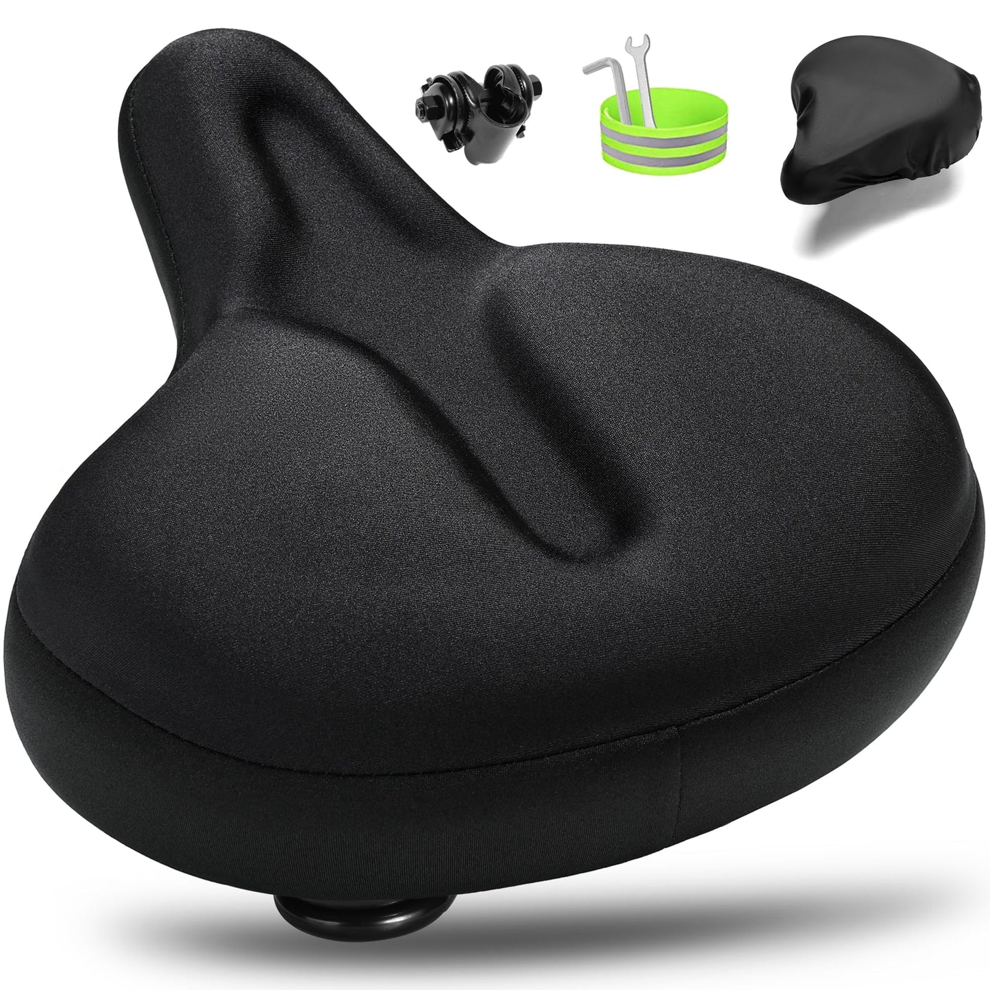CDYWD Oversized Bike Seat for Men & Women, Comfortable Gel Padded, Extra Wide Bicycle Seat Cushion Comfort, Replacement Saddle for Peloton, Stationary Exercise Bike, Mountain Bike, Cruiser, City Bike