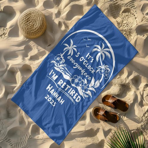 VividCraftPro Personalized Retirement Beach Towels for Men Women, Permanent Vacation Beach Towel with Name, Custom Employee Retirement Present, Retired Beach Themed Gifts for Boss