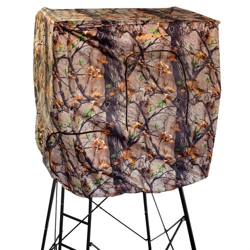 MUDDY Steel 7' Tall Quad Pod Hunting Blind Cover w/ 4 Zippered Windows (Stand Not Included) - Portable Camouflage Shelter and Gear - Deer Hunting Equipment and Accessories