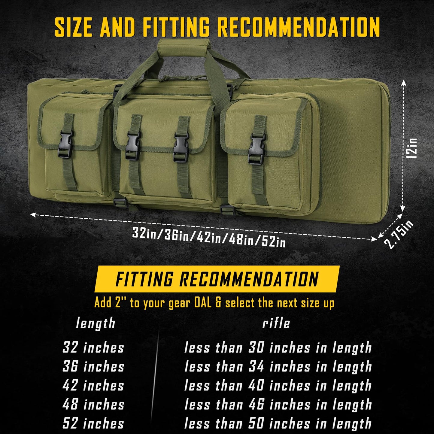 DULCE DOM 32 inch Double Rifle Case Soft Bag Gun Case, Perfect for Rifle Pistol Firearm Storage and Transportation, All Around Shooting Range Tactical Rifle Backpack, Indoor Outdoor