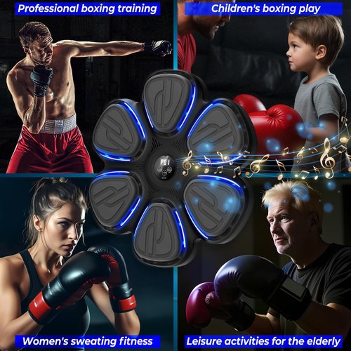 WeGuard Music Boxing Machine, Wall Mounted Music Boxing Machine for Kids Adult, Bluetooth Punching Machine with Boxing Gloves, Boxing Fitness Workout Equipment for Home, Office, Gym
