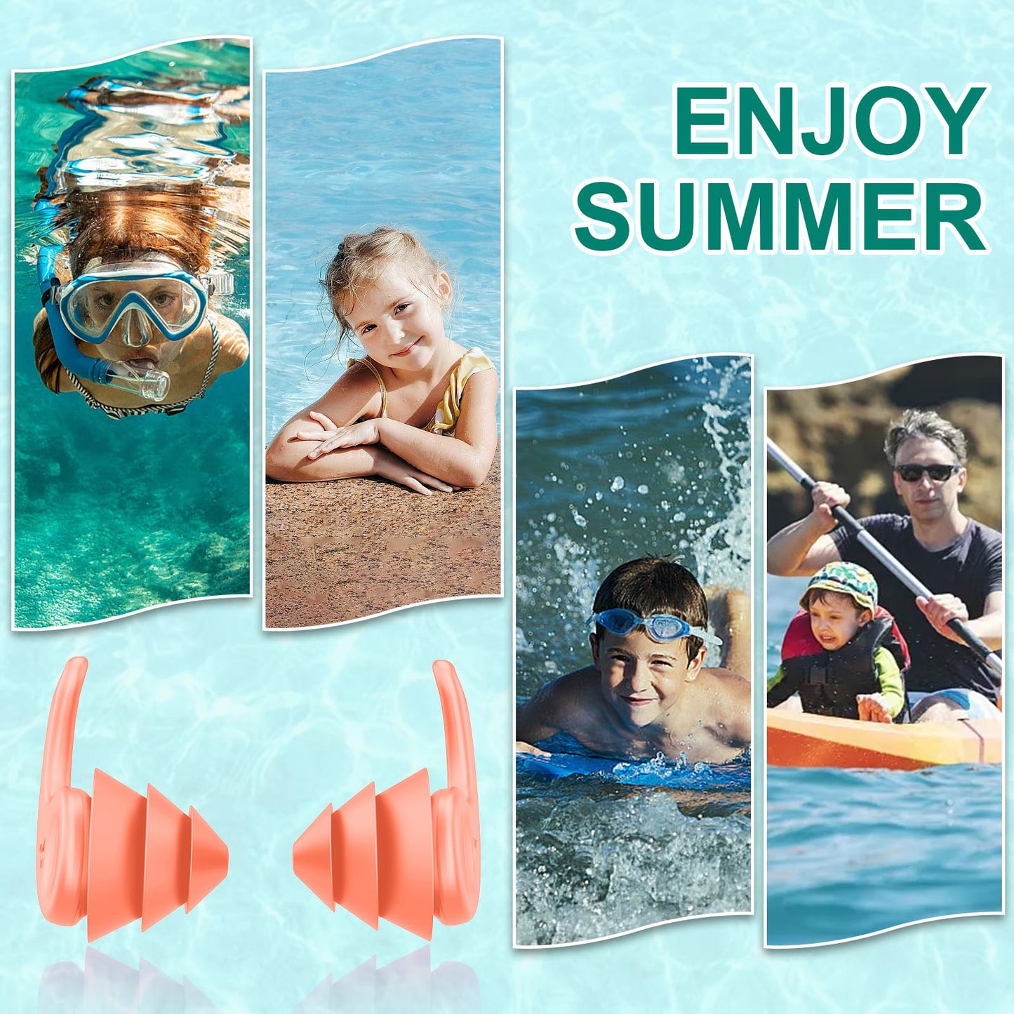 Kids Swimming Ear Plugs,3 Pairs Waterproof Reusable Silicone Child Swim Earplugs for Swimming Surfing Bathing Showering,Small Children Water Ear Plugs Suitable for Boys and Girls (Kids 4-12 Years Old)