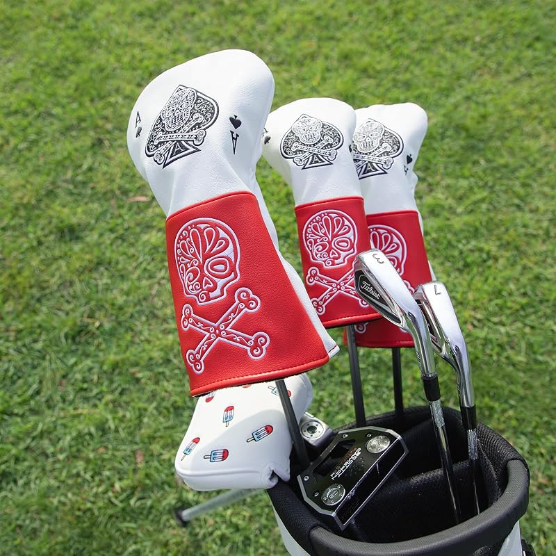 Acebirdie Poker Ace Golf Club Covers – Leather Driver, Fairway & Putter Headcovers (Variation: For Driver)
