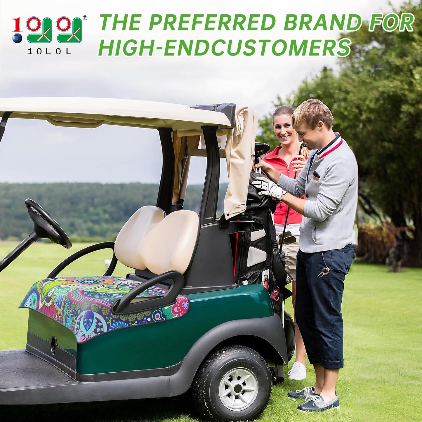 10L0L Universal Golf Cart Seat Cover Blanket Cushion Cover for EZGO TXT RXV/Club Car DS Precedent, Seat Towel for 2/4 Person Seats Suitable for All Weather