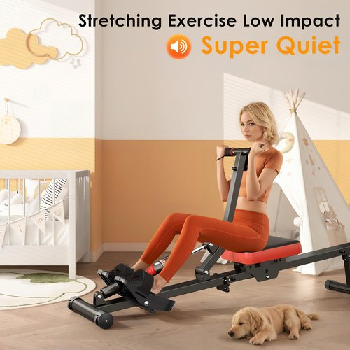 SogesGame Rowing Machine, Rower Machine with 12 Levels of Resistance for Complete Body Workouts, Low-Impact, Indoor Exercise Rower Machine with Digital Monitor, Home Gym Equipment