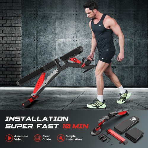 Pooboo Weight Bench, Heavy Duty Bench and 8 Adjustable Positions Workout Bench Press for Home Gym Strength Training