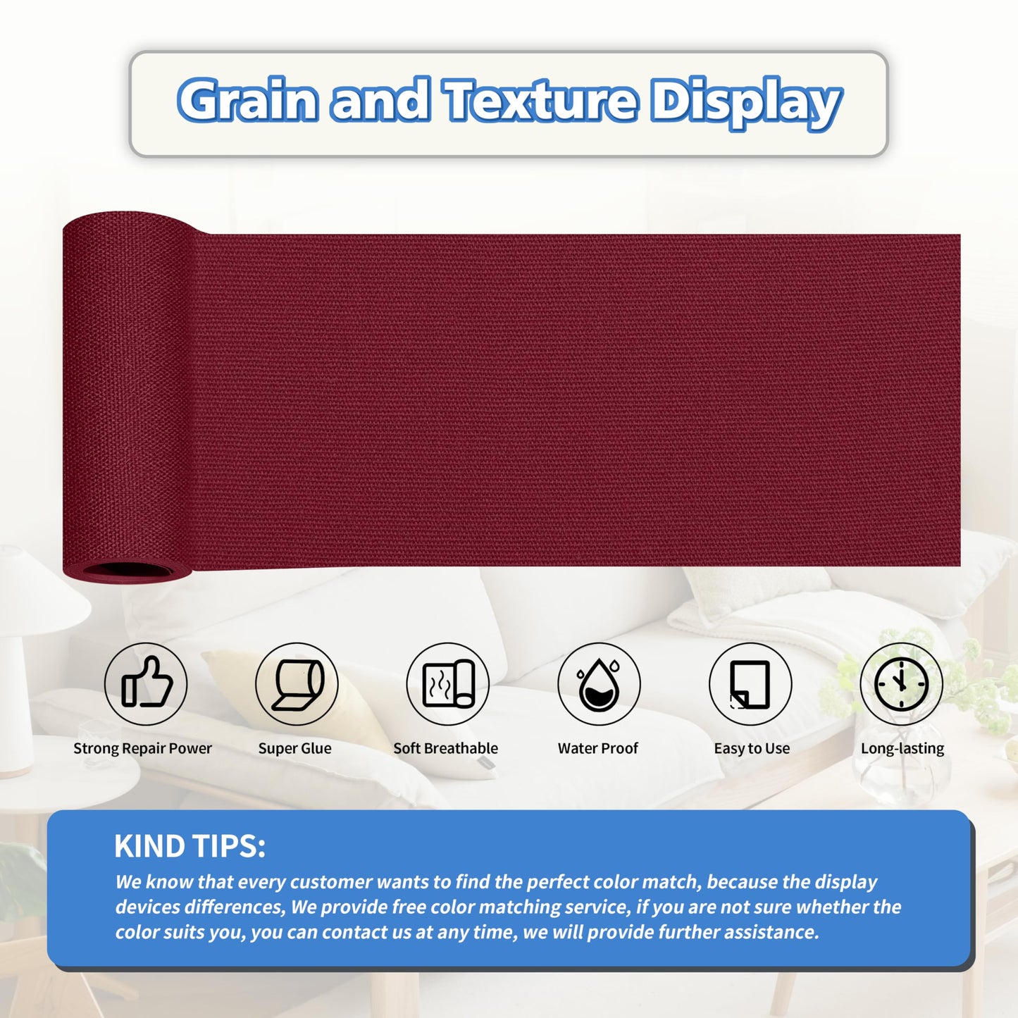 KING MOUNTAIN Canvas Repair Tape,Outdoor Gear Patch, 4×63 Inches,Waterproof,Self-Adhesive for Repairing Boat Covers,Sun Shades,Sofas,Tents,Lounge Chairs,Awnings (Burgundy)